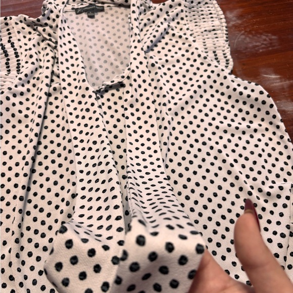 Adrianna Papell Black and White Polka Dot Blouse - Picture 5 of 5